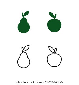 Apple and pear icons. Vector illustration