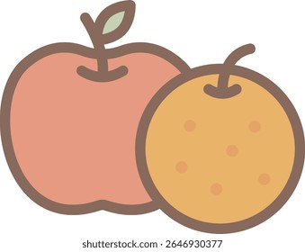 Apple and Pear Illustration with Soft Tones
