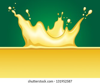 Apple or pear juice splash vector illustration on dark green background - created with mesh tool: fully adjustable and scalable