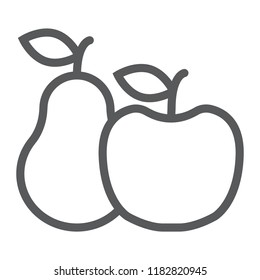 Apple and pear line icon, food and vitamin, fruit sign, vector graphics, a linear pattern on a white background, eps 10.