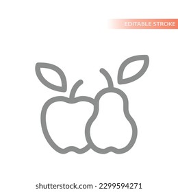 Apfel- und Birnenlinie Vektorsymbol Frucht. Veganisches, Bio-Lebensmittel, gesundes Essen oder Früchte Umriss-Symbol.