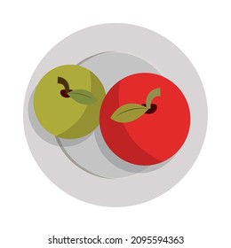 apple and pear on dish icon