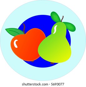 Apple and pear on a plate