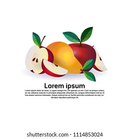 apple and pear on white background, healthy lifestyle or diet concept, logo for fresh fruits copy space