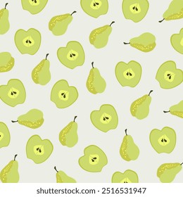 Padrão de maçã e pera sobre fundo claro