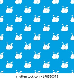 Apple and pear pattern repeat seamless in blue color for any design. Vector geometric illustration