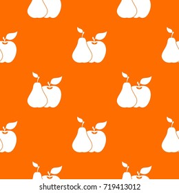 Apple and pear pattern repeat seamless in orange color for any design. Vector geometric illustration