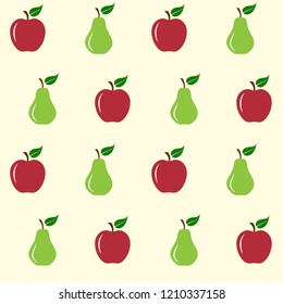 Apple and pear pattern, vector illustration