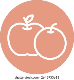 Apple and Pear Round Icon in Line Style