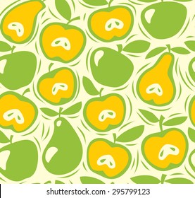 Apple and pear seamless pattern. 