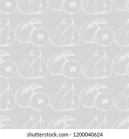 apple and pear seamless pattern, fruit