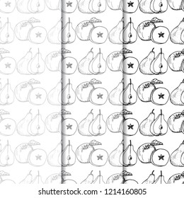 apple and pear seamless pattern, fruit
