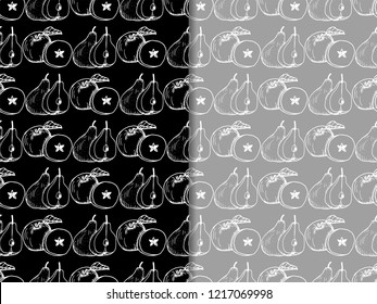 apple and pear seamless pattern, fruit