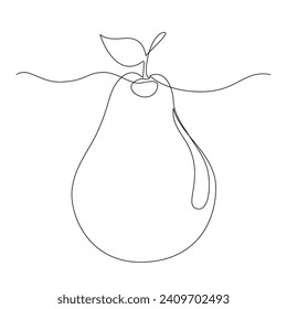 apple pear single continuous line drawing, natural food and fruit vector design illustration