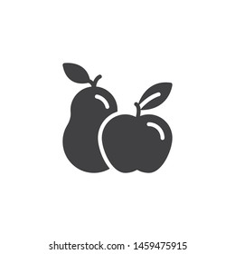 Apple and pear vector icon. filled flat sign for mobile concept and web design. Pear and apple with leaf glyph icon. Symbol, logo illustration. Vector graphics