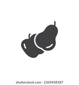 Apple and pear vector icon. filled flat sign for mobile concept and web design. Fresh Fruits glyph icon. Symbol, logo illustration. Vector graphics