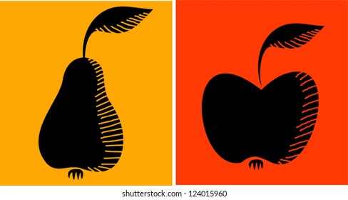 Apple and pear vector icons