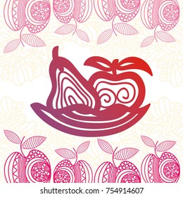 Apple and pear. Vector illustration.