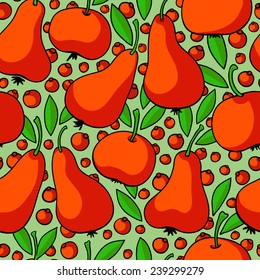 apple and peas vector seamless pattern 