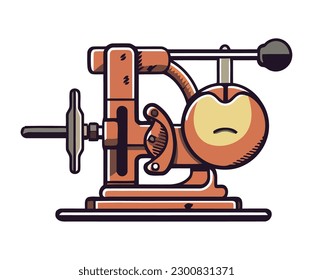apple peeler machine kitchen equipment isolated
