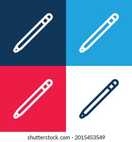 Apple Pencil blue and red four color minimal icon set