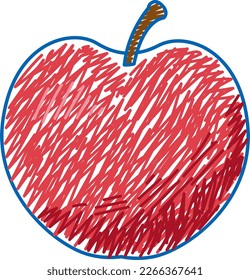 Apple in pencil colour sketch simple style illustration