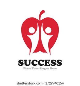 Apple people vector template logo. Suitable for business, health, food, web and design
