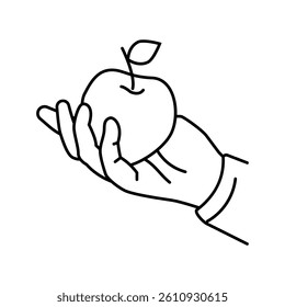 apple picking autumn line icon vector. apple picking autumn sign. isolated contour symbol black illustration