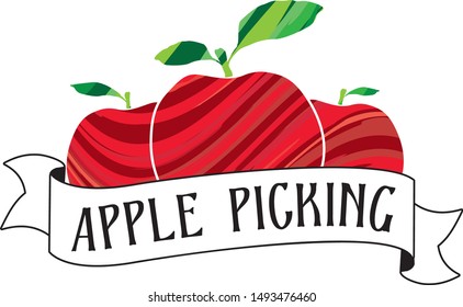 Apple Picking Logo. Fruit Packaging, Label For Packaging, Farm Stand Sign, Vector EPS10