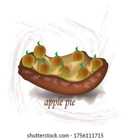 Apple pie.the background is drawn with a brush.digital art