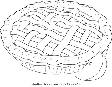 Apfelkuchen schwarz-weißer Vektorgrafik