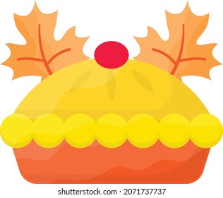 Apple Pie Cake Decorated with Leaf Concept, Thanksgiving Day Baking stuff Vector Icon Design, Harvest festival Symbol, Secular holiday Sign, Religious and cultural traditions Stock Illustration