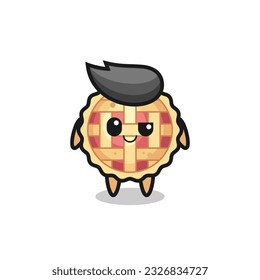 caricatura de pastel de manzana con una expresión arrogante, diseño de estilo lindo para camiseta, pegatina, elemento logo