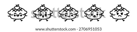 Apple Pie Cartoon Character Lineup Expressing Varied Emotions in Animated Poses