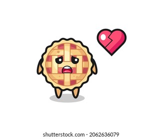 apple pie cartoon illustration is broken heart , cute style design for t shirt, sticker, logo element