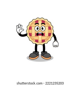 Apfelkuchen-Cartoon-Illustration mit Stopphand , Charakterdesign