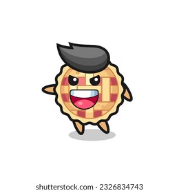 apple pie cartoon with very excited pose , cute style design for t shirt, sticker, logo element