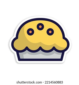 apple pie dessert, editable cartoon style sticker vector 