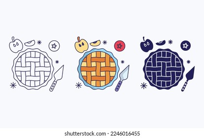 Apple pie dish vector illustration icon