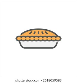 apple pie filled outline icon. pie color line illustration.