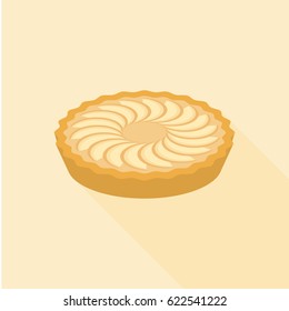 Apple pie in flat design with long shadow
