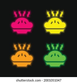 Apple Pie four color glowing neon vector icon