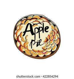 Apple pie. Hand drawn vector illustration