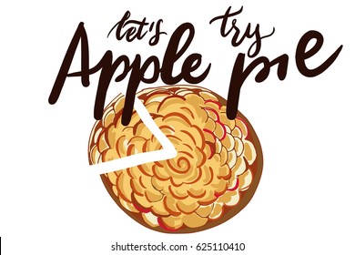 Apple pie. Hand drawn vector illustration