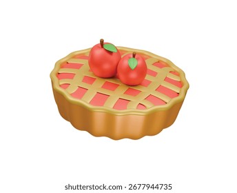 Apfelkuchen-Symbol 3D-Illustration rendern