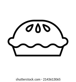 Apple Pie Icon. Line Art Style Design Isolated On White Background