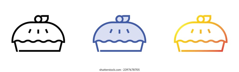 apple pie icon. Linear, Blue Fill and Gradient Style Design Isolated On White Background
