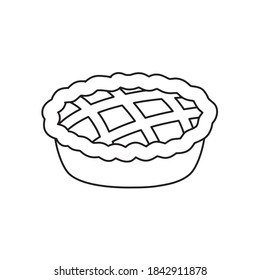 apple pie icon over white background, line style, vector illustration