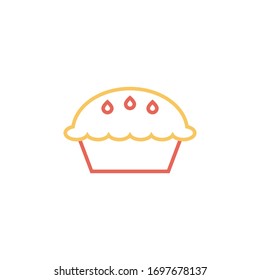 apple pie icon vector illustration two color line style design. isolated on white background