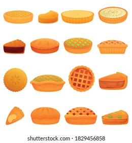Apple pie icons set. Cartoon set of apple pie vector icons for web design